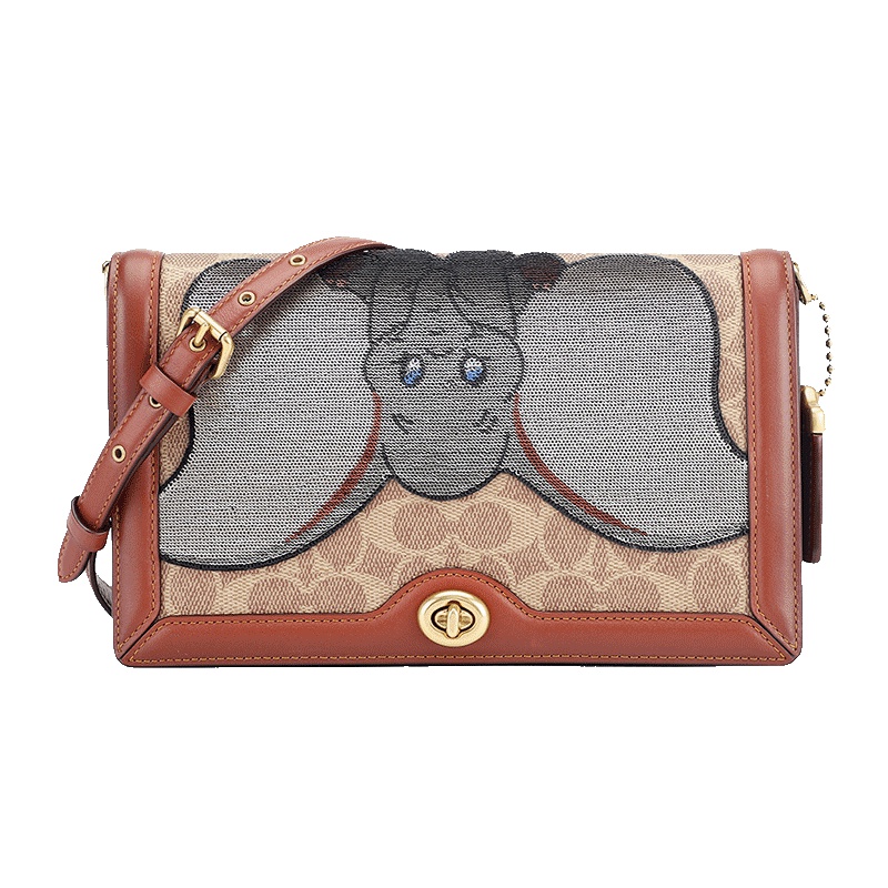 COACH 蔻驰 奢侈品 女士专柜款卡其色人造革单肩斜挎包