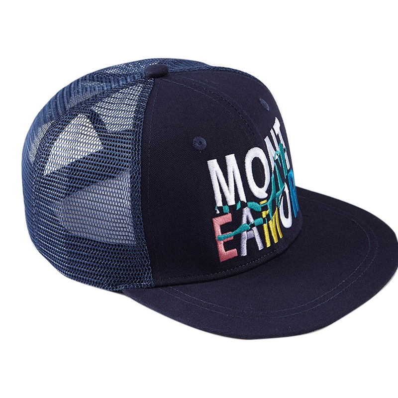蒙蒂埃莫趣味立体绣花透气网眼男女通用平沿宽檐棒球帽