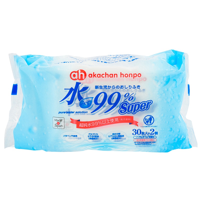 akachan honpo 阿卡佳本铺 日本制超纯水99%新生儿湿巾(蓝)