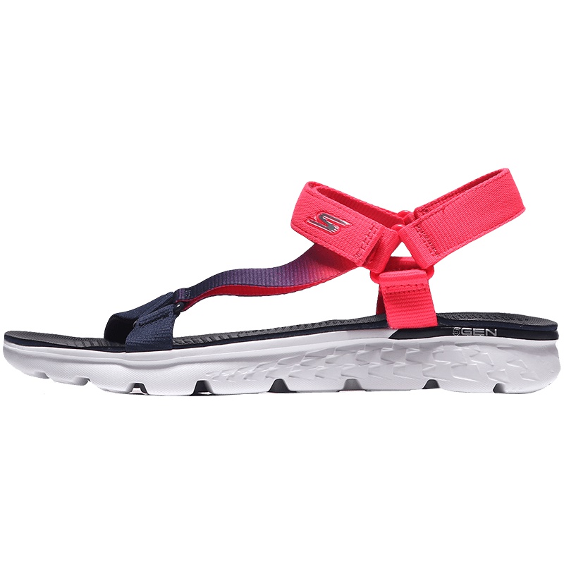 【自营】Skechers斯凯奇女凉鞋夏季魔术贴渐变拼接休闲鞋14677 14677/NVHP海军蓝色+桃红色
