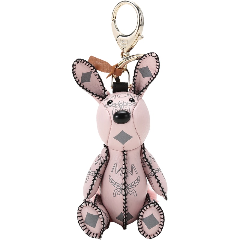 MCM 奢侈品 男女中性 涂层帆布Visetos兔子吊饰挂饰钥匙扣 MXZAAVI16