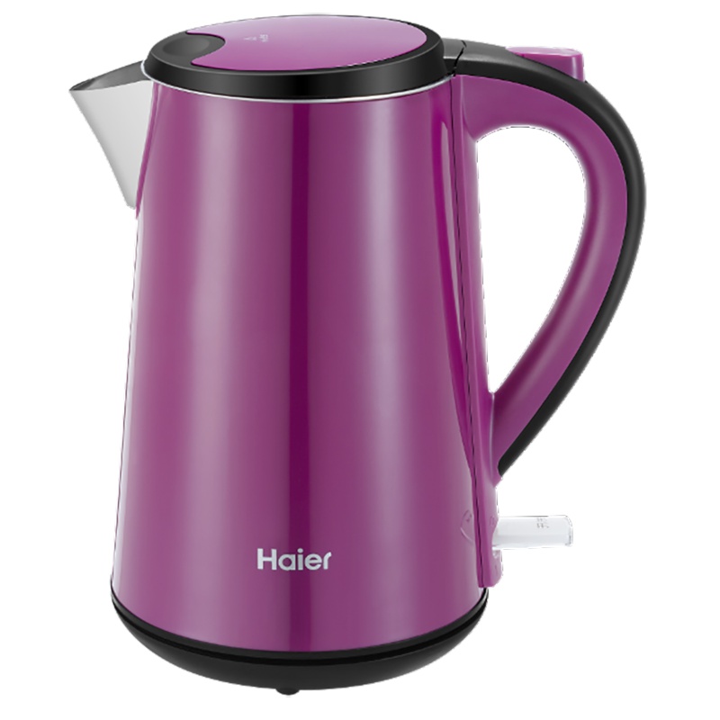 海尔(Haier)电热水壶HKT-D5Z 1.5L无缝内胆双层防烫304不锈钢进口温控器可视LED加热灯速热紫色电烧水壶