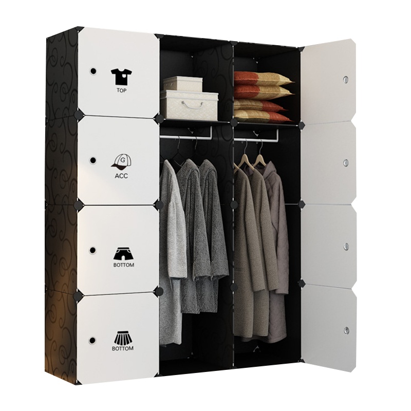 简易衣柜 组装卧室现代简约柜子储物柜出租房收纳挂塑料家用布衣橱