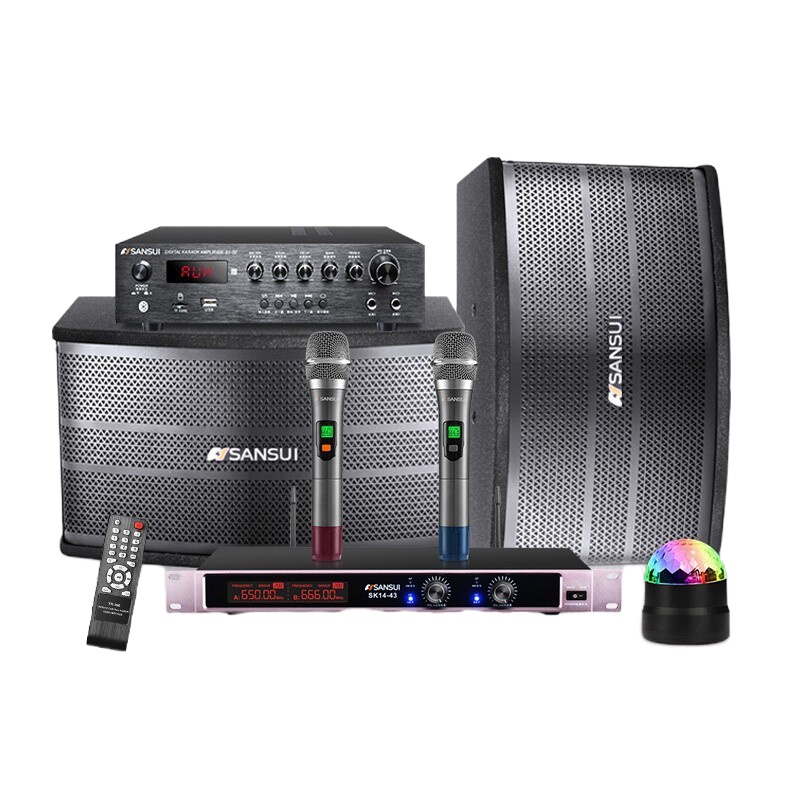 山水音响SP9-06家庭KTV音响影院点歌机套装[6.5英寸音箱+功放+话筒]