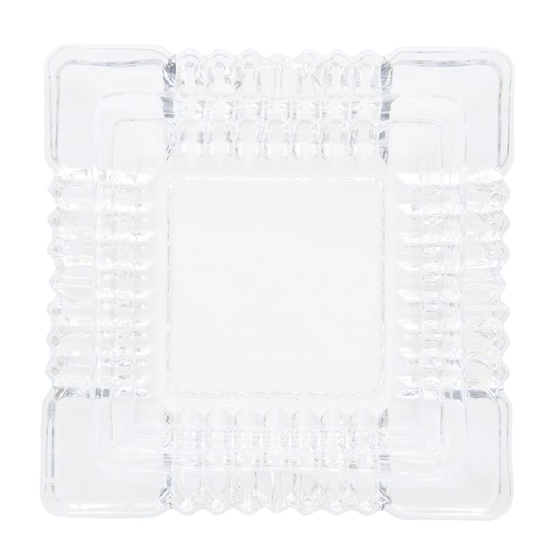 得力9578玻璃烟灰缸(透明)(只)120*120mm客厅烟灰缸 办公烟灰缸 透明烟灰缸 简洁大方办公室烟灰缸