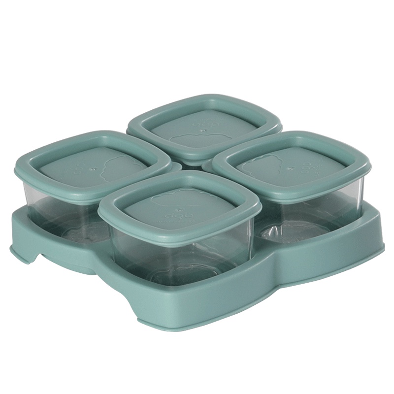 baby care婴儿辅食保鲜盒 玻璃碗冷冻格外出便携零食盒 宝宝餐具格 婴童零食盒 雀湖绿 2190