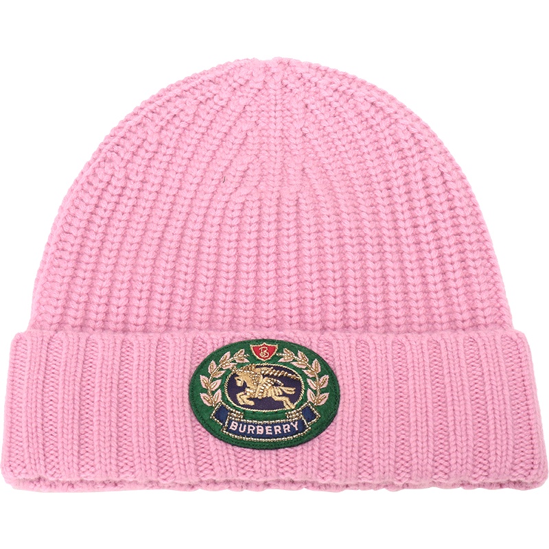BURBERRY 博柏利 男女通用款绣章罗纹羊毛/羊绒针织帽