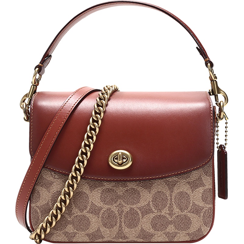 COACH 蔻驰 奢侈品 女士专柜款CASSIE19号涂层帆布配皮小号手提包单肩斜挎包 89089