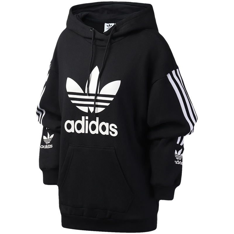 adidas阿迪达斯三叶草女装运动服休闲针织连帽卫衣FI6346