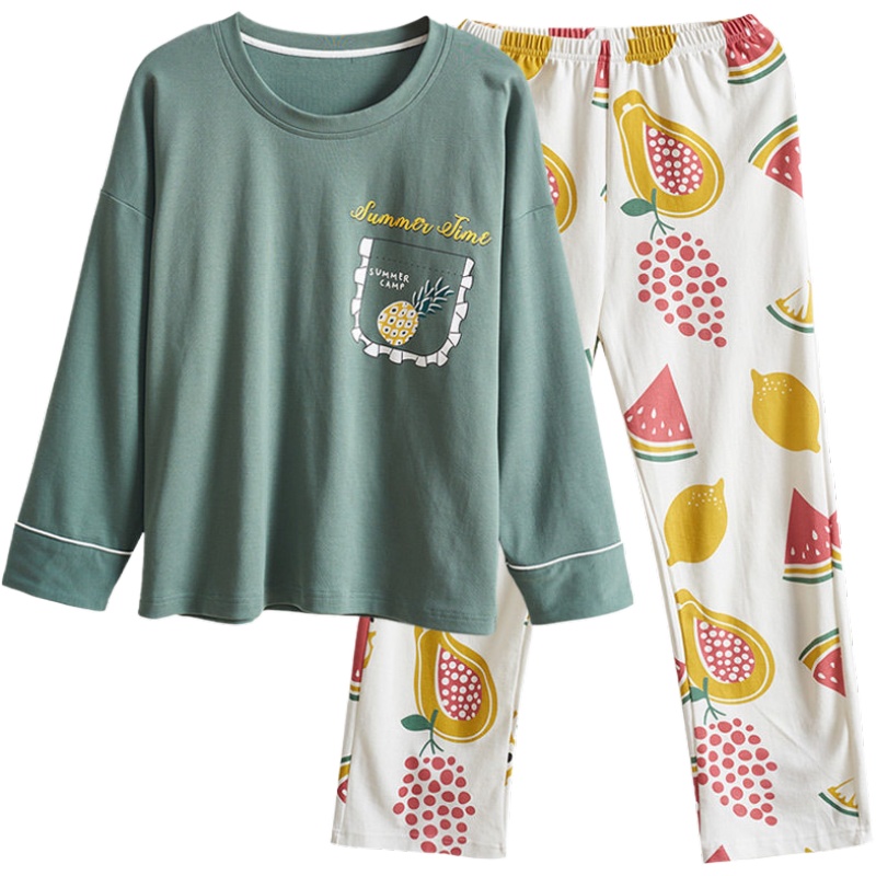 俞兆林睡衣女长袖纯棉春秋季韩版宽松女士全棉春秋款可外穿家居服夏两件套装