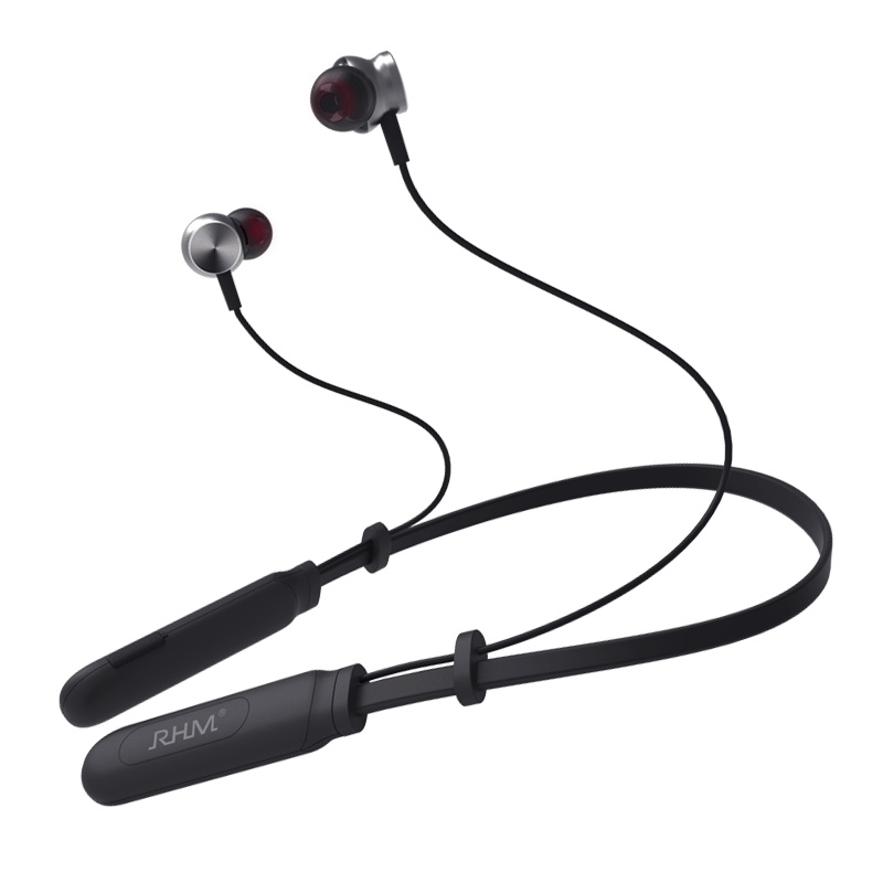 RHM 皇马ES30无线颈挂式蓝牙运动跑步骑行开车用耳机 入耳式通话听音乐耳麦耳塞可接打电话 黑色