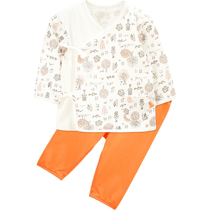 中性碎花长袖和尚服两件套