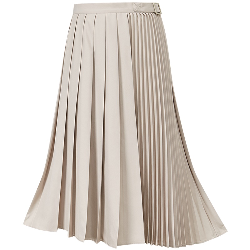 [1件5折价:120]MECITY女装冬季新款百褶不规则中长款高腰半身裙女