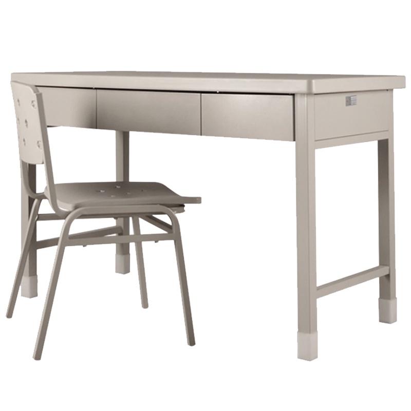 [硕辉]制式桌椅(三斗桌+学习椅)套装 钢制学习桌椅