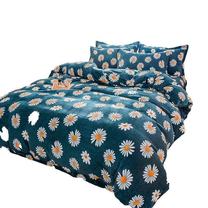 南极人(NanJiren)家纺 牛奶绒四件套珊瑚绒冬季绒面双面绒被套床上用品床品套件床单被罩