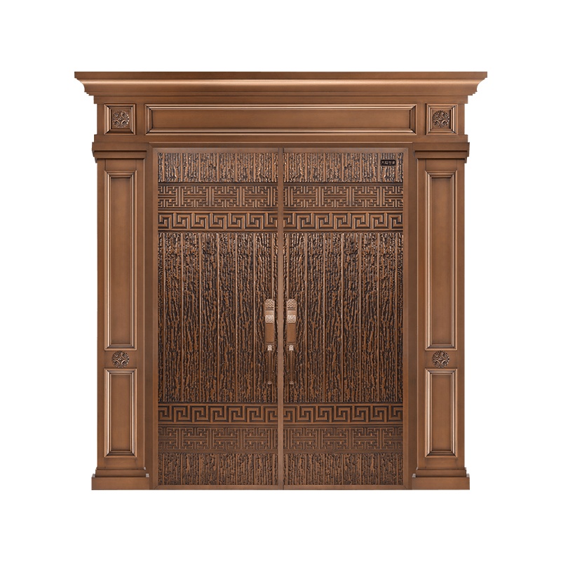 大福防爆铸铝门DFSJ-1925别墅大门双开门轻奢入户门定制安全门卡门四开大门仿铜门自建房进户家用门 Fanggumen