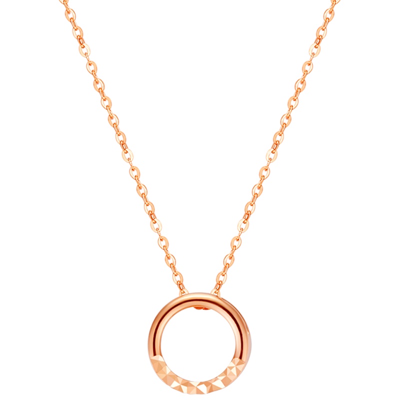金一18K金玫瑰金圆环女士K金项链套链 （定价）CEC026