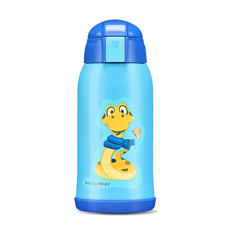 杯具熊 beddybear 母婴幼儿童 316不锈钢大容量两盖保温壶便携式背带宝宝水杯直饮吸管两用杯学饮杯 经典款-小蛇