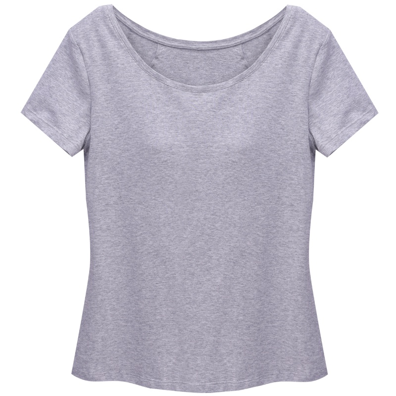 依曼丽一体式带罩杯短袖T恤女打底衫 夏季免穿文胸家居服上衣睡衣DYH8117