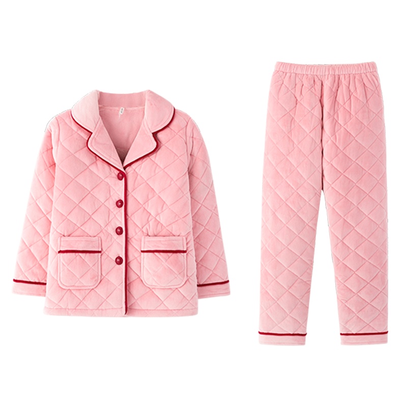 刷贝贝绒素色国民领夹棉女套装