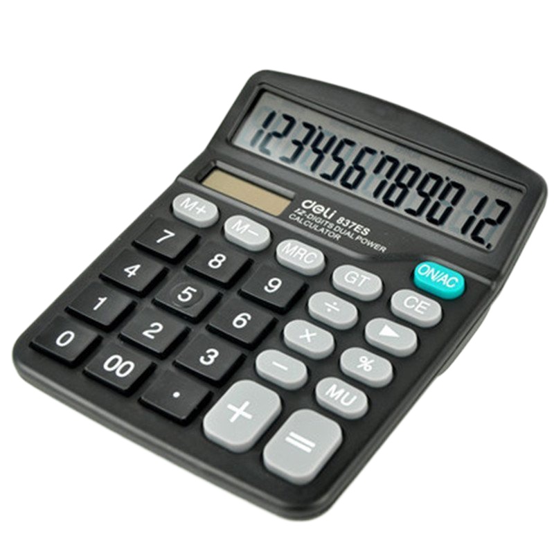 得力837桌面计算器12位大屏幕 双电源(台)