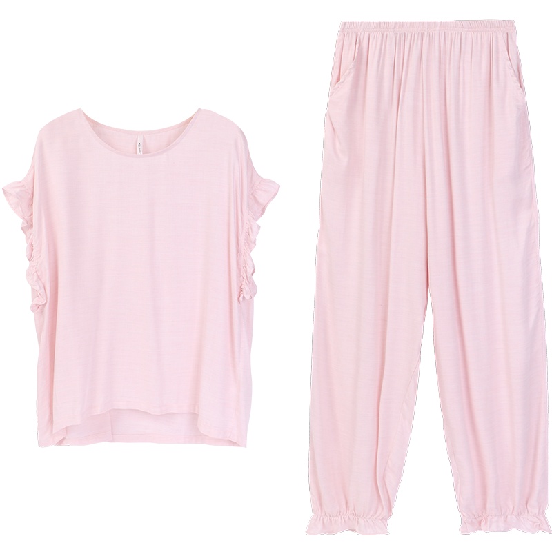 梭织花纱圆领女套装