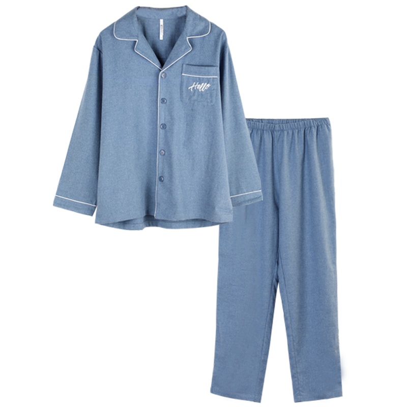 红豆居家(Hodohome)春季男式纯棉长袖睡衣套装男士磨毛工艺简约时尚家居服套装