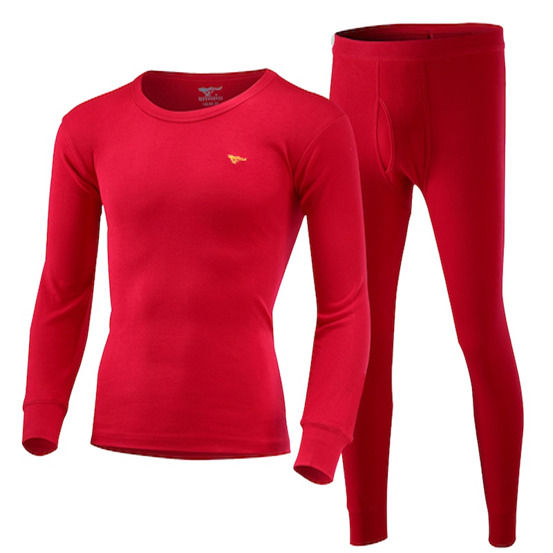 七匹狼(SEPTWOLVES) 本命年男士保暖内衣套装两件套 大红纯棉 结婚礼物 爸爸保暧