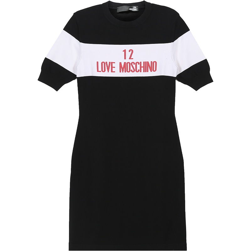 LOVE MOSCHINO 爱莫斯奇诺 女士粘胶纤维圆领中袖连衣裙毛衣 WSR32 10 X1201