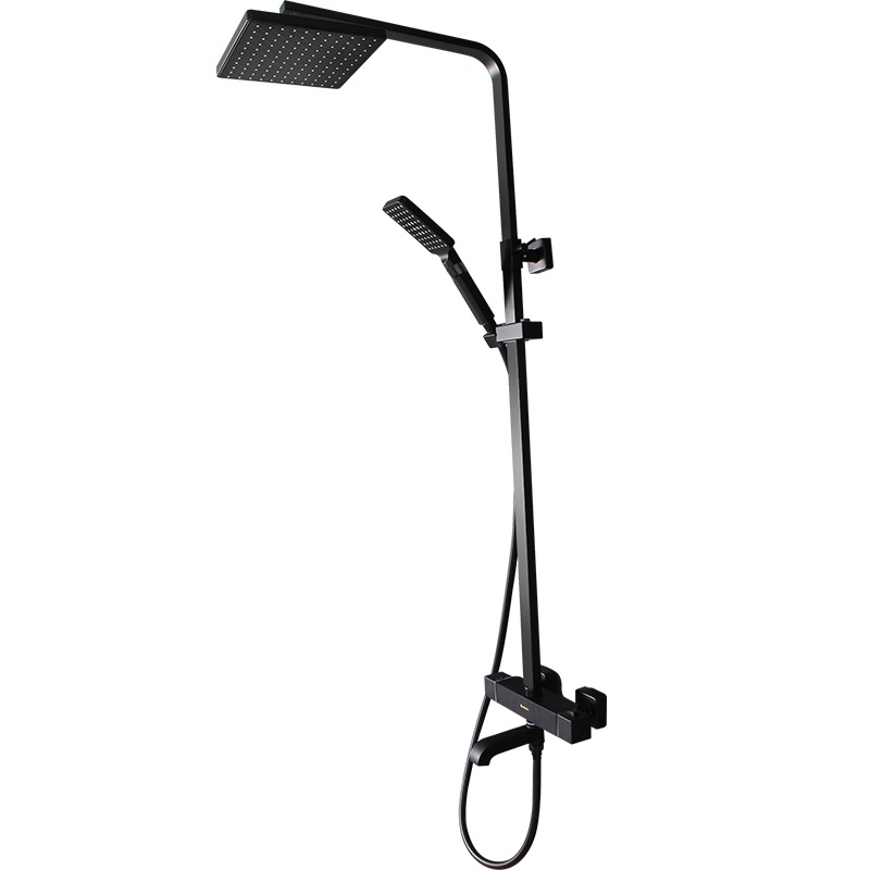 意狄讴黑色卫浴不锈钢淋浴花洒套装浴室增压恒温沐浴喷枪手持