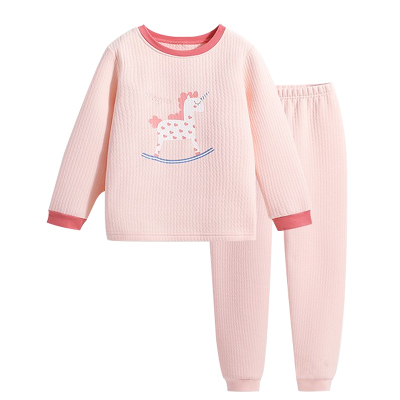 猫人[三层夹棉保暖]秋季长袖家居套装儿童秋衣秋裤套装女童内衣套装