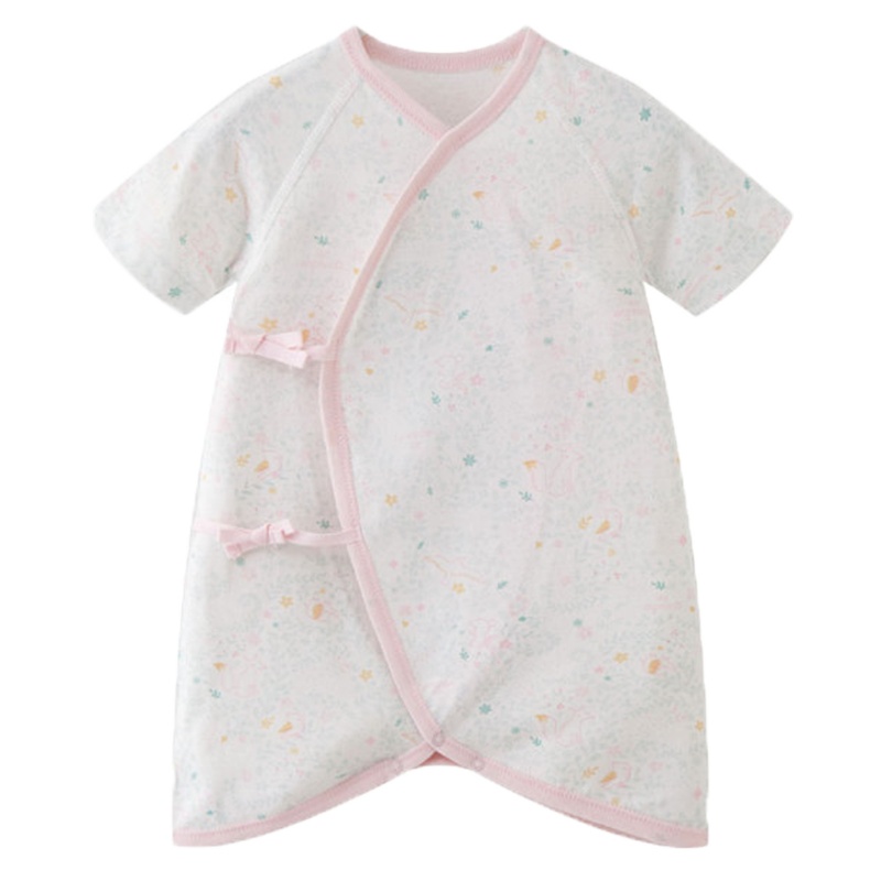 丽婴房婴儿衣服儿短袖蝴蝶装女宝宝纯棉连体衣连身装夏新