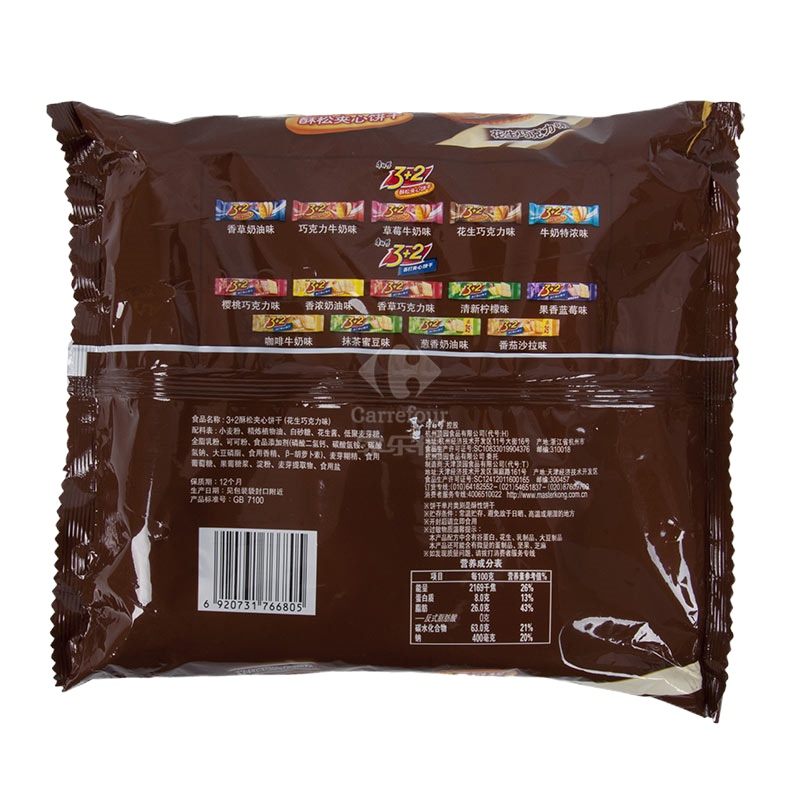 康师傅 3+2酥松夹心饼干（花生巧克力味）354g/袋