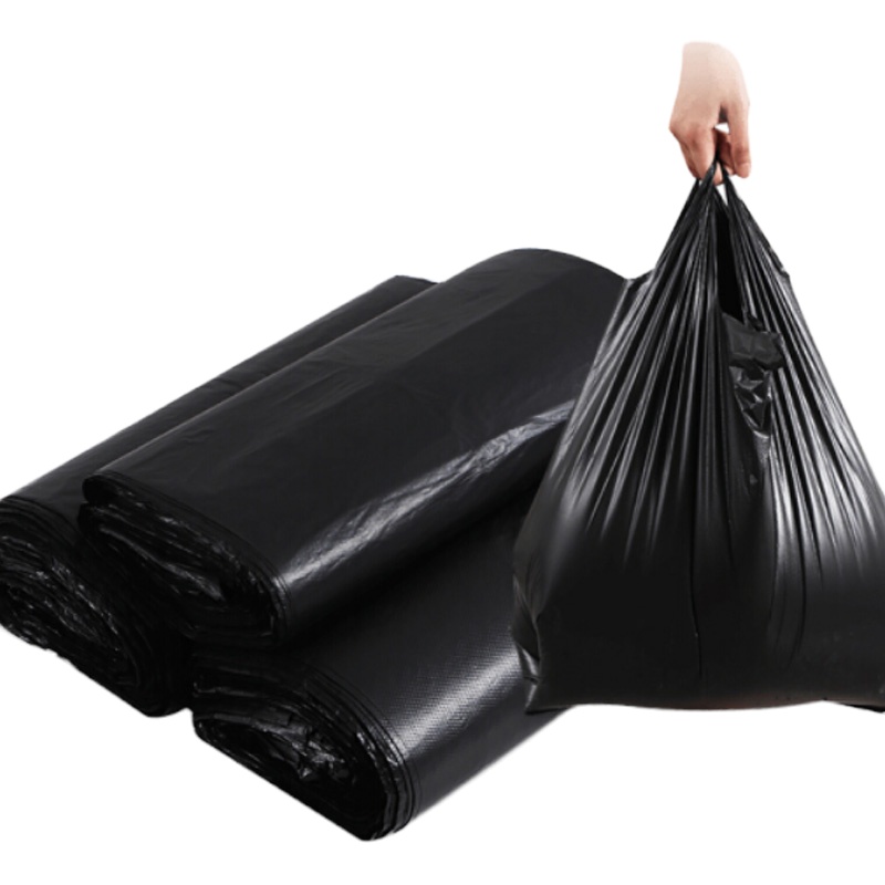 欧润哲 背心式垃圾袋 12L通用 200只装大号加厚清洁手提一次性黑色塑料袋