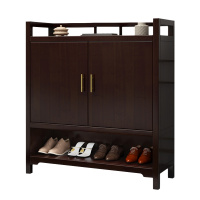 月影梳桐新中式实木鞋柜大容量家用多功能双开门玄关柜现代风格进门柜