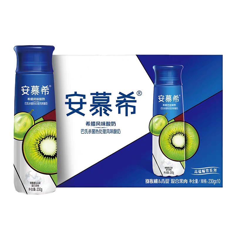 伊利安慕希高端畅饮型希腊风味酸奶猕猴桃青提230g*10瓶酸牛奶整箱