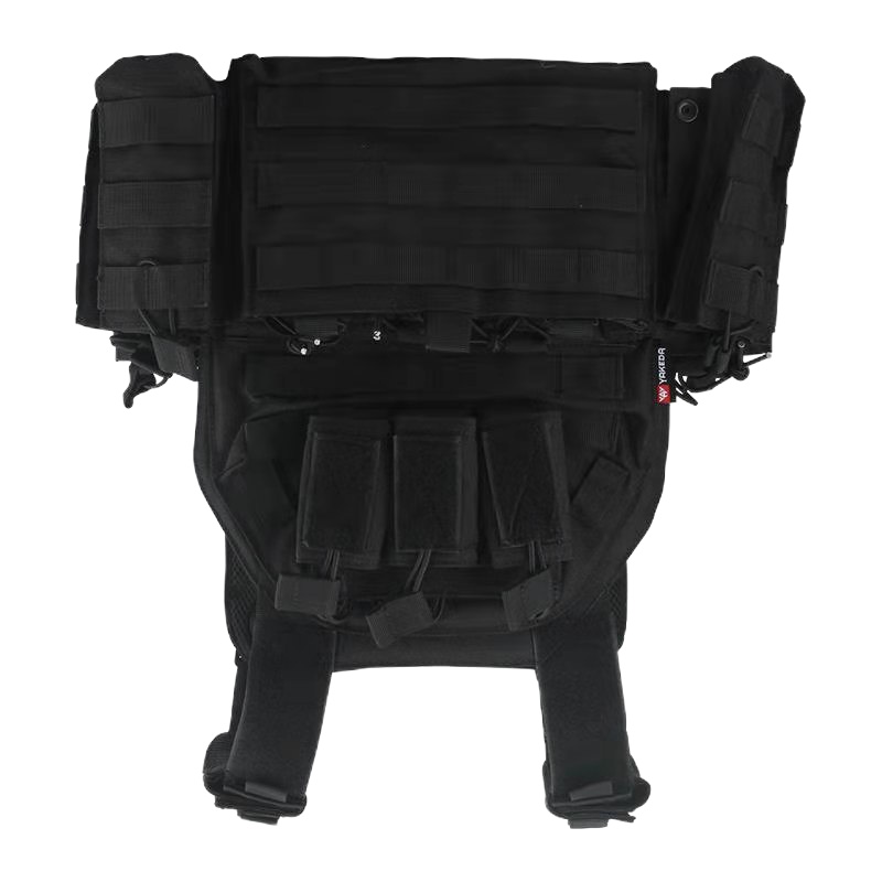战术兵 特种兵黑色多功能马甲CS作训防弹放刺 6094行动版战术背心 背心+4.5mm两块插板