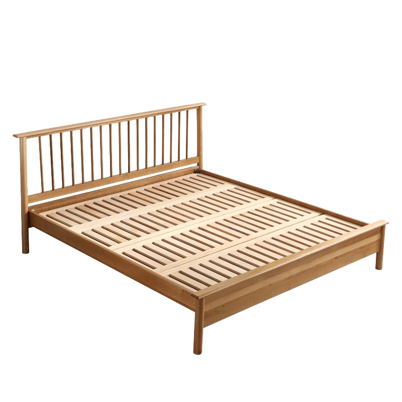 日式原木纯木质床1.5米1.8米白橡木双人床符象北欧现代简约卧室家具