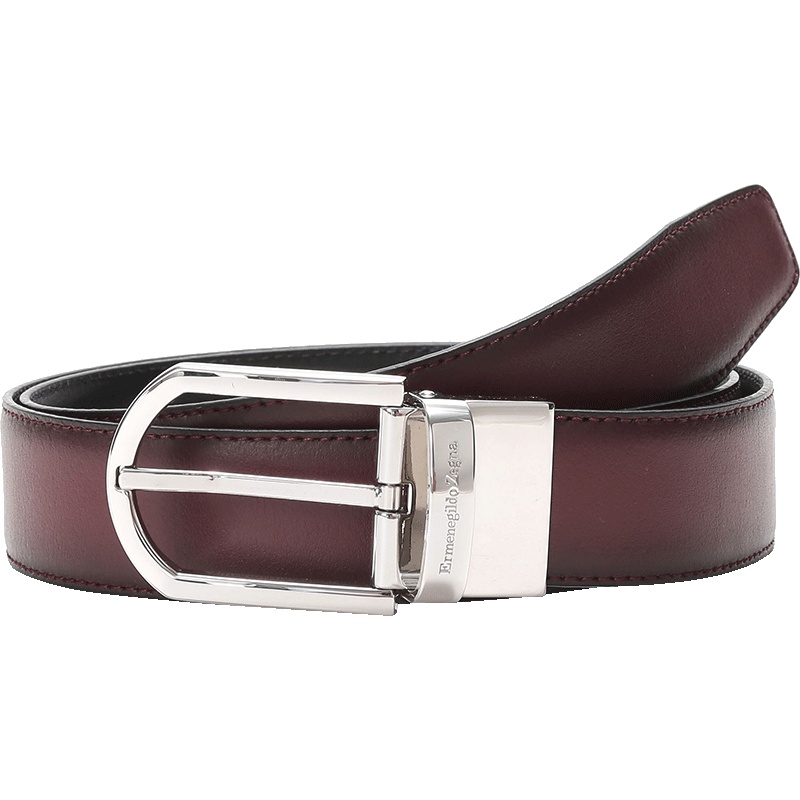 Ermenegildo Zegna 杰尼亚 男士牛皮针扣式双面腰带皮带 ZPJ45S 989C