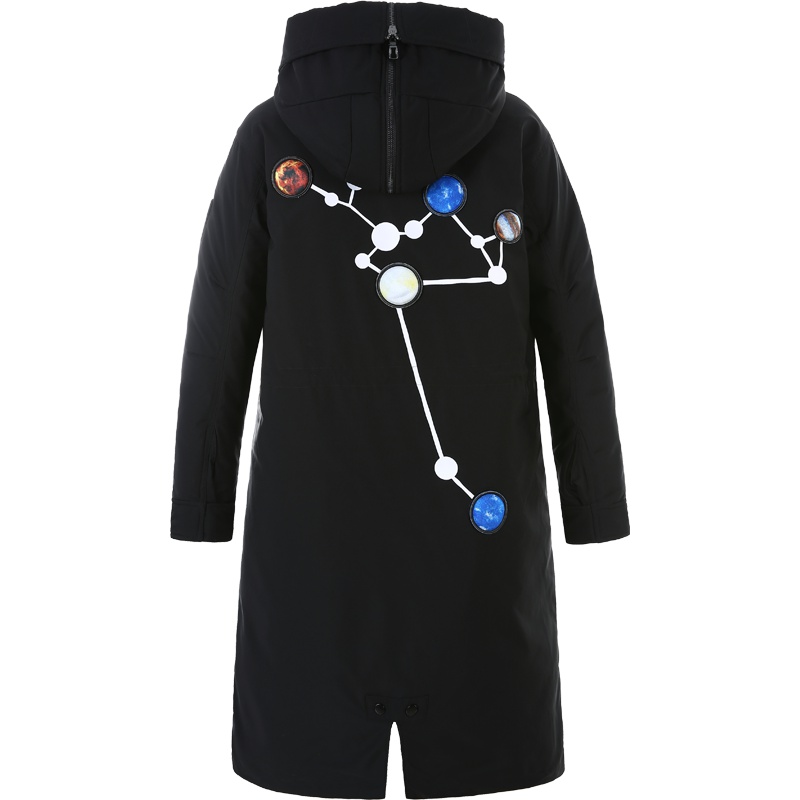 艾莱依2018新款羽绒服女长袖中长款加厚