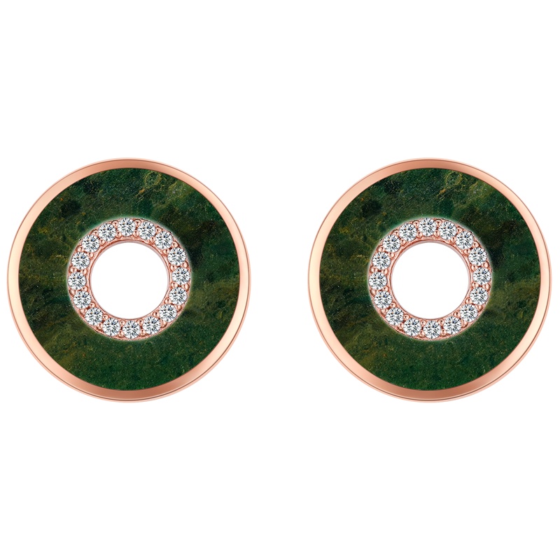 佰色传情BRIR纯银耳环韩国气质网红耳饰高级感港风耳钉女 绿