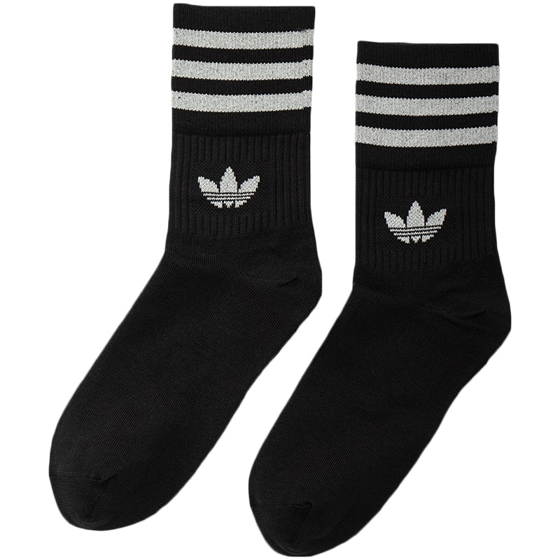 阿迪达斯三叶草袜子男袜女袜两双装中筒袜休闲运动袜GU2569