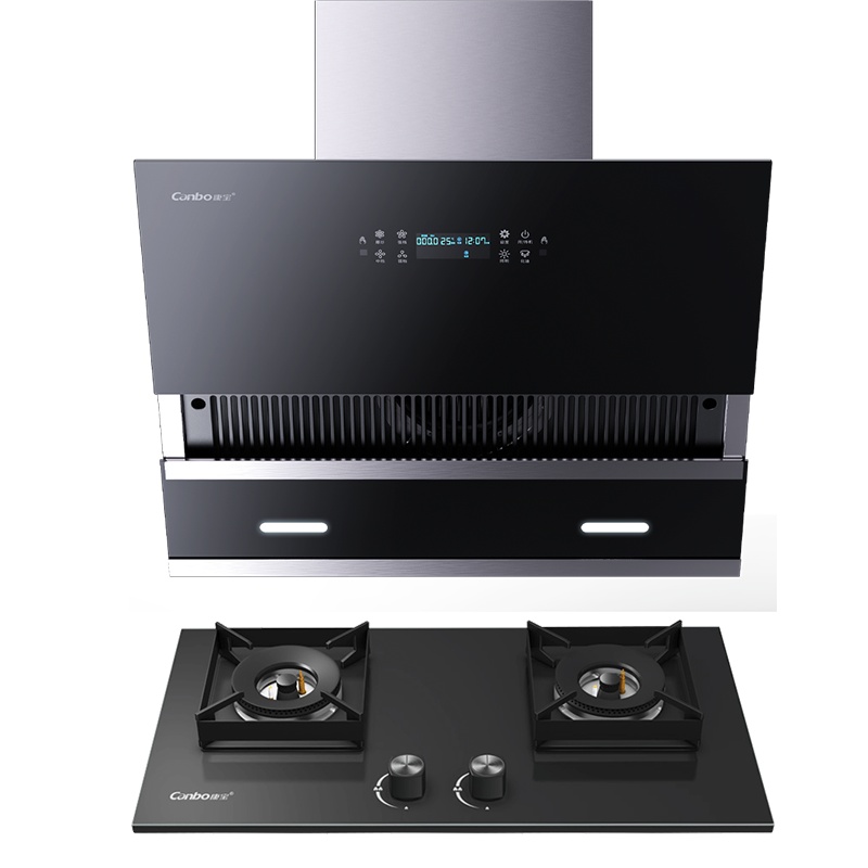 康宝(Canbo)抽油烟机灶具套装 挥手智控自动清洗 脱排烟灶套装BE906+QB519液化气