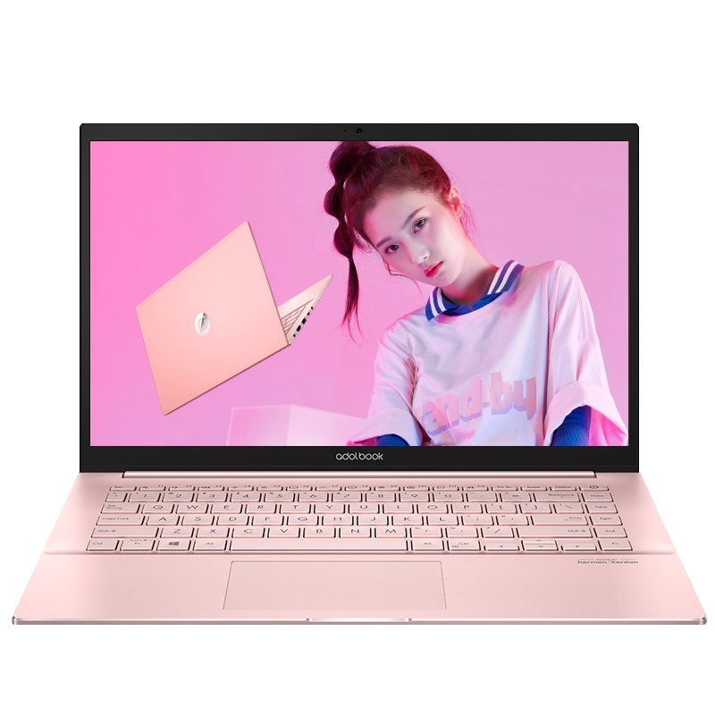 华硕a豆adolbook14 2020 14英寸高颜值全金属超轻薄笔记本电脑(i5-10210U 8G 512G+32G傲腾 MX250 IPS)千禧粉