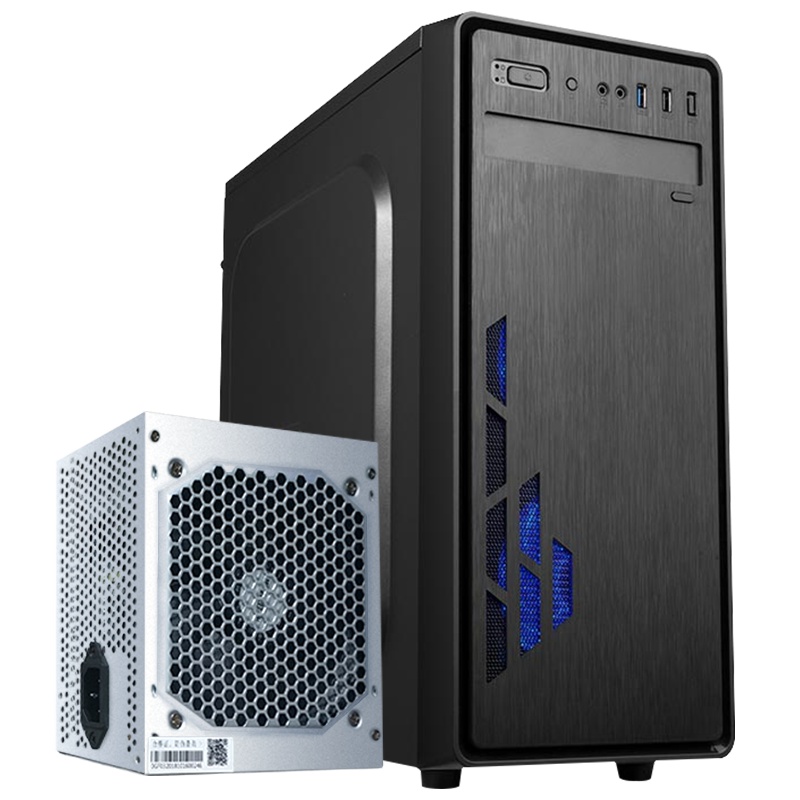 金河田电脑机箱电源台式机S602B家用黑色迷你机箱、组装办公机箱电源套装