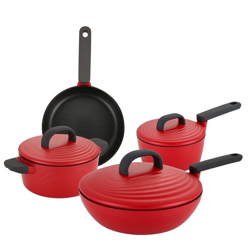 炊大皇(COOKER KING)年轮系列套装锅红色 4件套(炒锅、煎锅、汤锅、奶锅) TZ04NLH