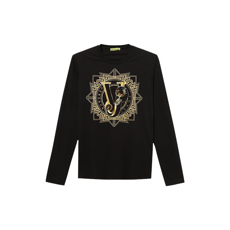 VERSACE 范思哲黑色圆领纯棉长袖男士T恤 B3GOA754 36598 899