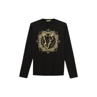 VERSACE 范思哲黑色圆领纯棉长袖男士T恤 B3GOA754 36598 899