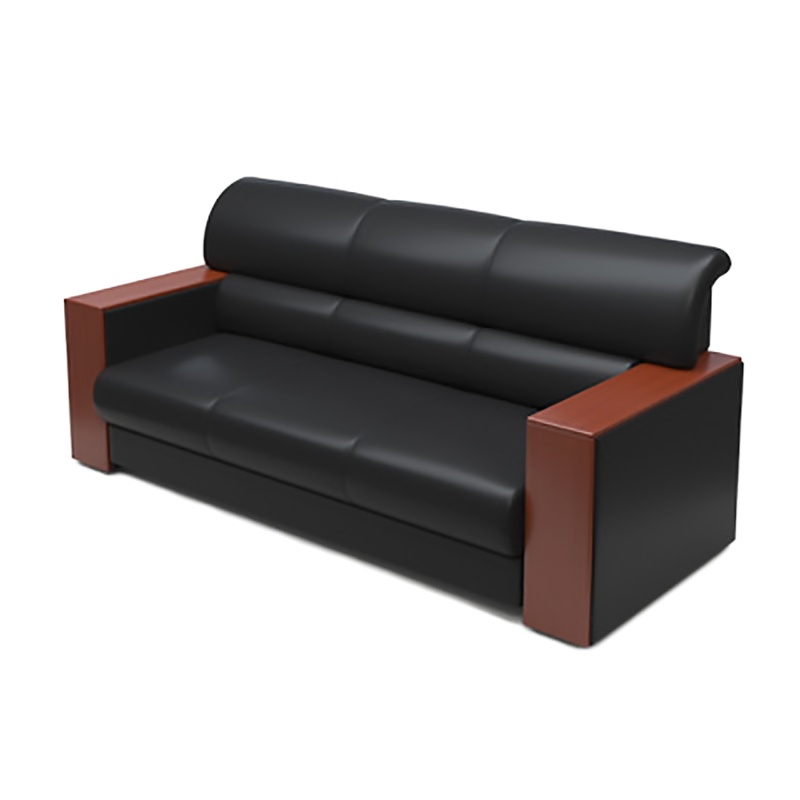 暖图家具 三人位简约沙发商务会客接待真西皮艺沙发NT-12SF型