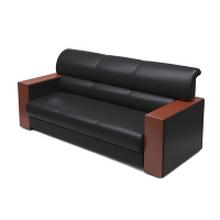 暖图家具 三人位简约沙发商务会客接待真西皮艺沙发NT-12SF型